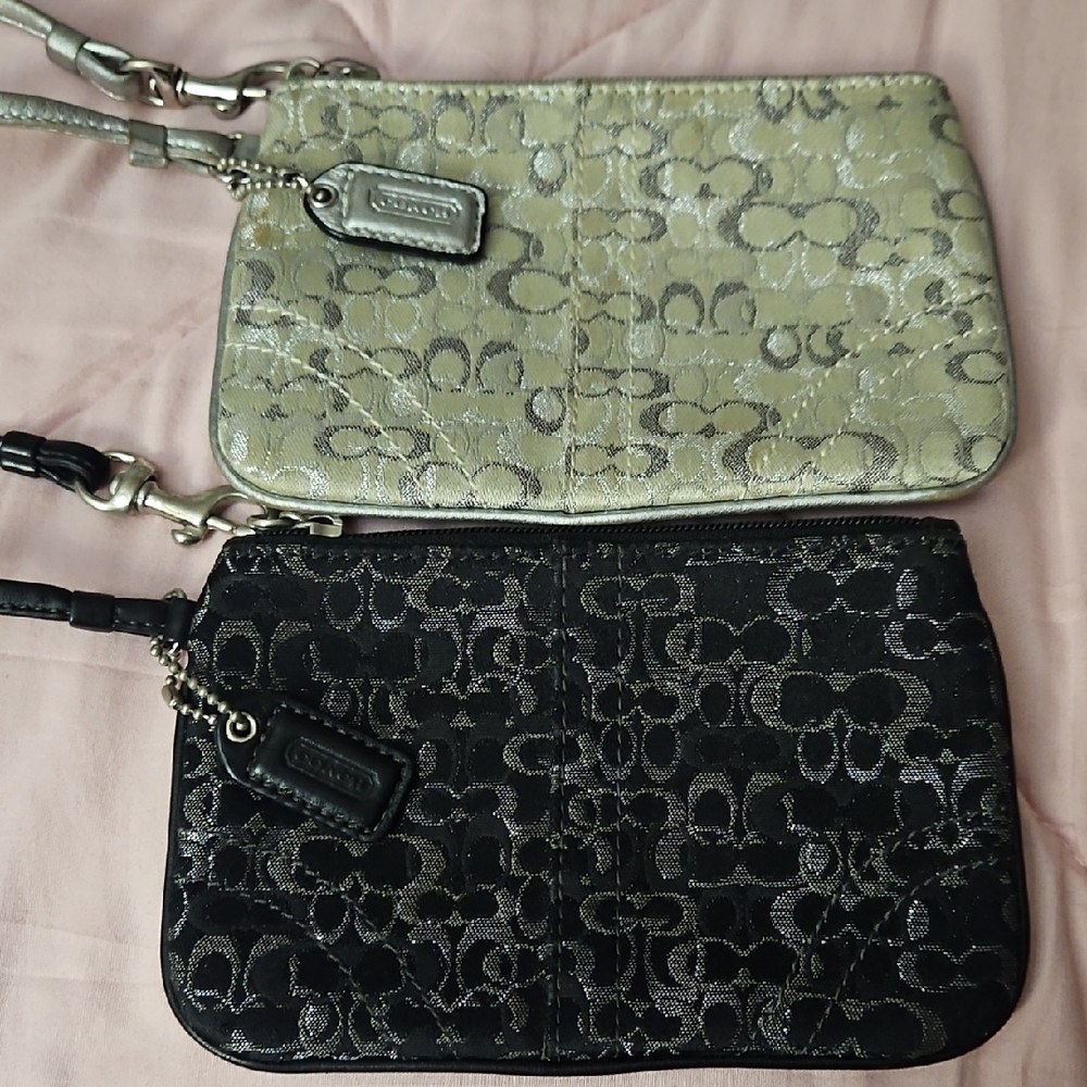 Coach Metallic Wristlet Duo - Silver and Black